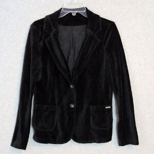 Ake Black Velvet Velour Blazer Jackets Women's 46 Italy